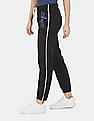 Aeropostale Women Black Mid Rise Brand Printed Joggers