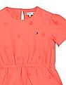 Tommy Hilfiger Kids Girls Coral Round Neck Hakoba Embroidered Dress