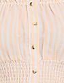Aeropostale Women Beige And White Striped Off-Shoulder Top