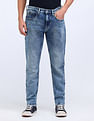 Flying Machine Slash Slim Tapered Fit Acid Washed Jeans
