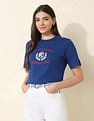 U.S. Polo Assn. Women Boxy Fit Brand Embroidered T-Shirt