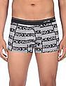 Calvin Klein Underwear Men Black Elasticized Brand Waist Brand Print  Trunks
