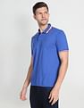 Arrow Sports Striped Collar Pique Polo Shirt