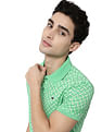 AD by Arvind Geometric Print Cotton Polo Shirt