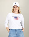 U.S. Polo Assn. Women Long Sleeve Flag Print Heathered T-Shirt