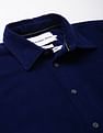 Calvin Klein Men Navy Logo Badge Corduroy Casual Shirt