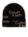 Calvin Klein Men Black All Over Print Beanie Cap