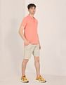 U.S. Polo Assn. Men Coral Ribbed Collar Solid Polo Shirt