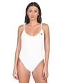 Calvin Klein Jeans Women White Scoop Neck Sleeveless Logo Bodysuit