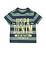 U.S. Polo Assn. Kids Boys Green Round Neck Striped T-Shirt