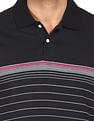 AD by Arvind Cotton Horizontal Striped Polo Shirt