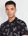 Flying Machine Floral Print Cotton Polo Shirt