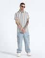 Flying Machine Cotton Slub Striped Shirt