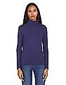 Flying Machine Women Turtleneck Solid T-Shirt