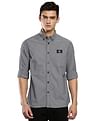 Calvin Klein Men White And Black Shrunken Badge Gingham Check Casual Shirt