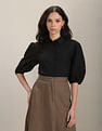 U.S. Polo Assn. Women Spread Collar Solid Shirt