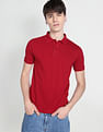 Flying Machine Solid Cotton Pique Polo Shirt