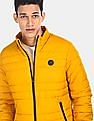 U.S. Polo Assn. Men Yellow Stand Collar Quilted Solid Puffer Jacket