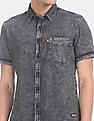 Flying Machine Short Sleeve Washed Denim Shirt