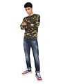 Flying Machine Camouflage Print Cotton Sweatshirt