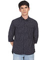 Flying Machine Spread Collar Abstract Print Shirt