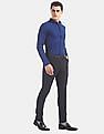 USPA Tailored Men Royal Blue Slim Fit Printed Formal Shirt