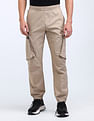 Flying Machine Jogger Fit Solid Cargo Trousers