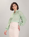 U.S. Polo Assn. Women Mandarin Collar Abstract Print Evening Top