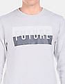 Flying Machine Ribbed Crew Neck Printed Sweatshirt