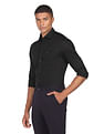 Tommy Hilfiger Men Black Dobby Weave Cotton Formal Shirt