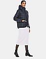 Tommy Hilfiger Women Navy Puffer Blackwatch Hood Check Jacket
