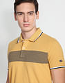 Arrow Sports Horizontal Striped Pique Polo Shirt