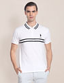 U.S. Polo Assn. Striped Collar Zipper Polo Shirt