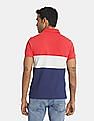 U.S. Polo Assn. Men Red And Blue Colour Block Pique Polo Shirt