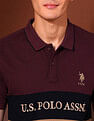 U.S. Polo Assn. Brand Embroidered Pure Cotton Varsity Polo Shirt