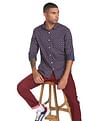 Flying Machine Spread Collar Geometric Print Shirt