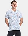 U.S. Polo Assn. White Allover Floral Print Pique Polo Shirt