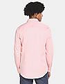 Calvin Klein Men Light Pink Slim Fit Stretch Satin Solid Casual Shirt