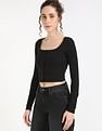 Calvin Klein Jeans Regular-Fit Polyester Scoop Neck Crop Top