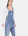 Calvin Klein Women Blue Adjustable Strap Denim Dungaree