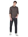 Flying Machine Spread Collar Geometric Print Shirt