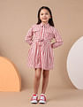 U.S. Polo Assn. Kids Girls Vertical Striped Shirt Dress