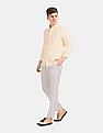 Tommy Hilfiger Men Grey Slim Fit Linen Cotton Casual Trousers