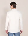 U.S. Polo Assn. Men Off White Heathered Long Sleeve Polo Shirt