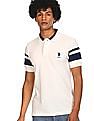 U.S. Polo Assn. Men Off White Cotton Solid Polo Shirt