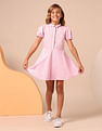 U.S. Polo Assn. Kids Girls Embroidered Fit & Flare Dress