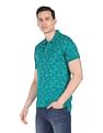 AD by Arvind Geometric Print Cotton Polo Shirt