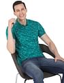 AD by Arvind Geometric Print Cotton Polo Shirt