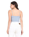 Calvin Klein Jeans Women Light Spaghetti Strap Brand Tape Crop Top