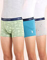 USPA Innerwear Boys Mid Rise Cotton Spandex Trunks - Pack Of 3